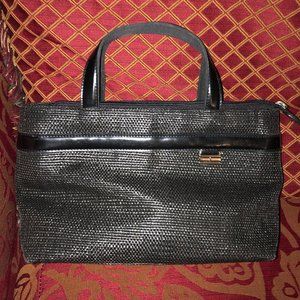 Tommy Hilfiger Black Natural Straw Handbag